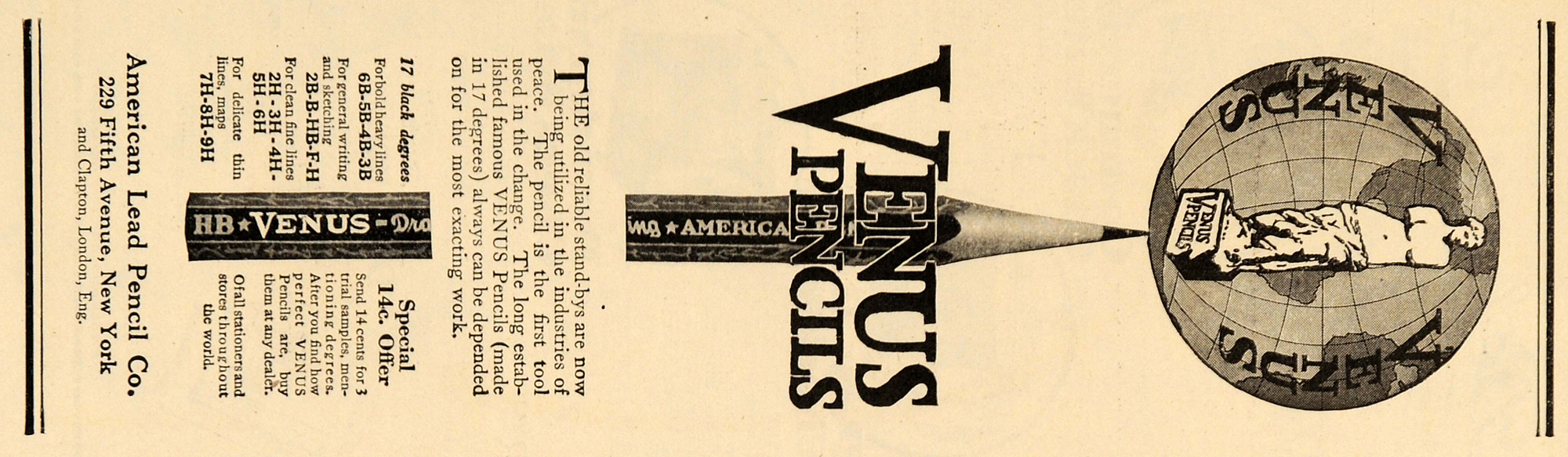 Ad, magazine: Venus Drawing Pencils. (Instructional scenic