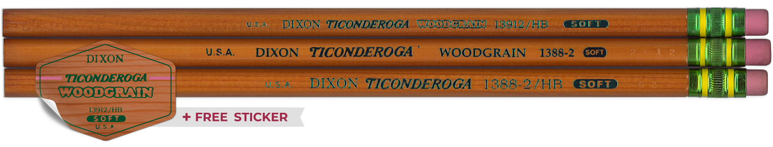 Ticonderoga Woodgrain (Set of 3) + Sticker by Joseph Dixon