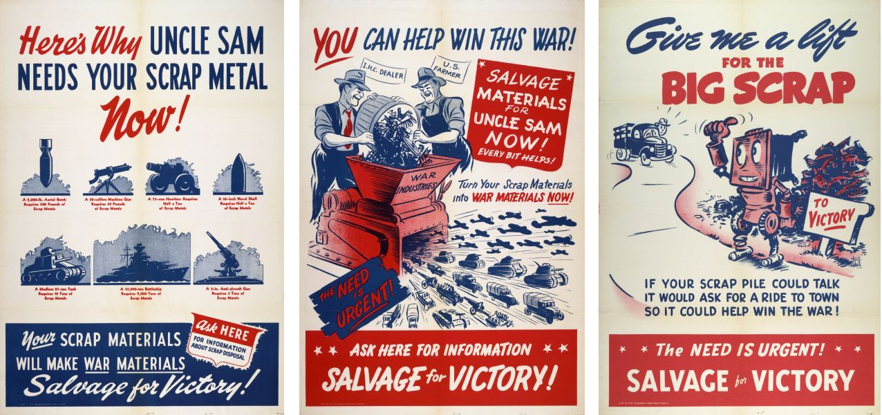 Scrap metal drive posters from WWII