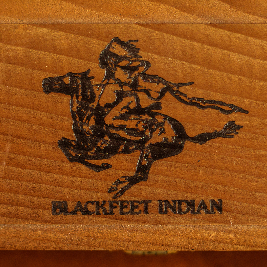 Blackfeet Indian wooden box logo
