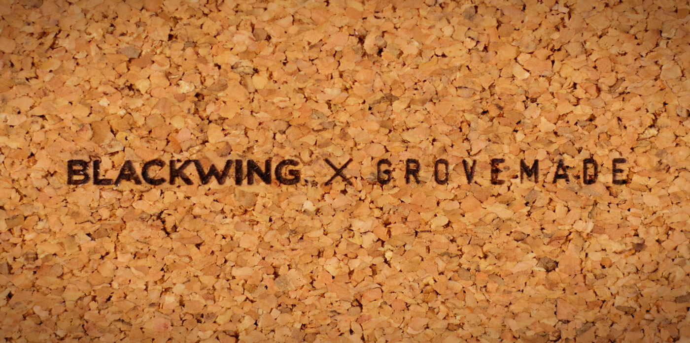 Blackwing x Grovemade printed on cork